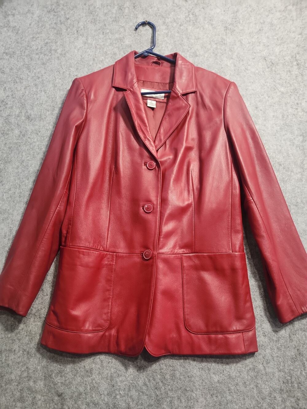 Preston & York Genuine Lambskin Leather Blazer Jacket Burgundy Red Women's M